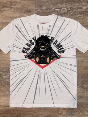Black Pyramid White Graphic Tee with 3D Graphic Patch